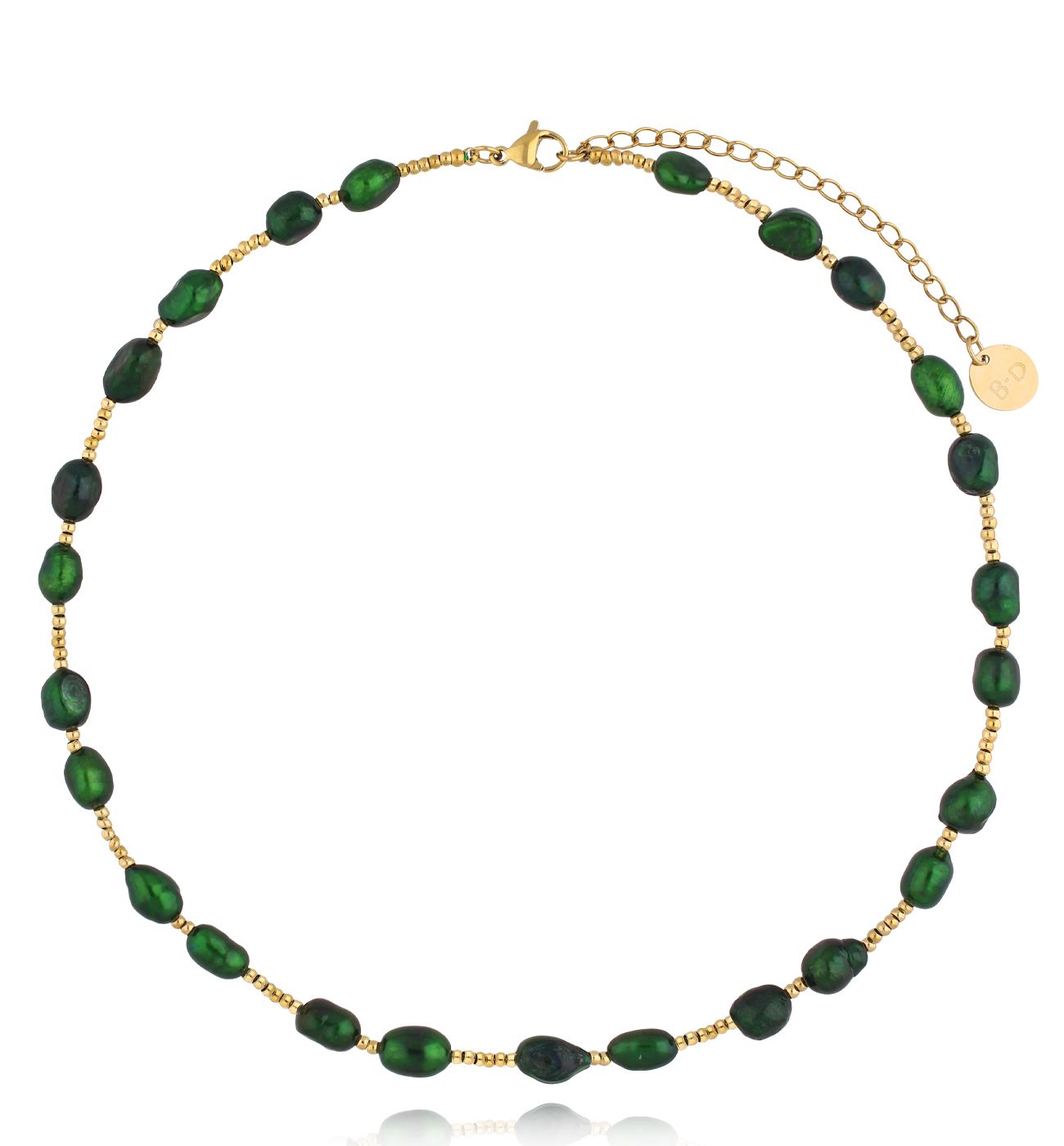 Naszyjnik z zielonymi perłami - By Dziubeka