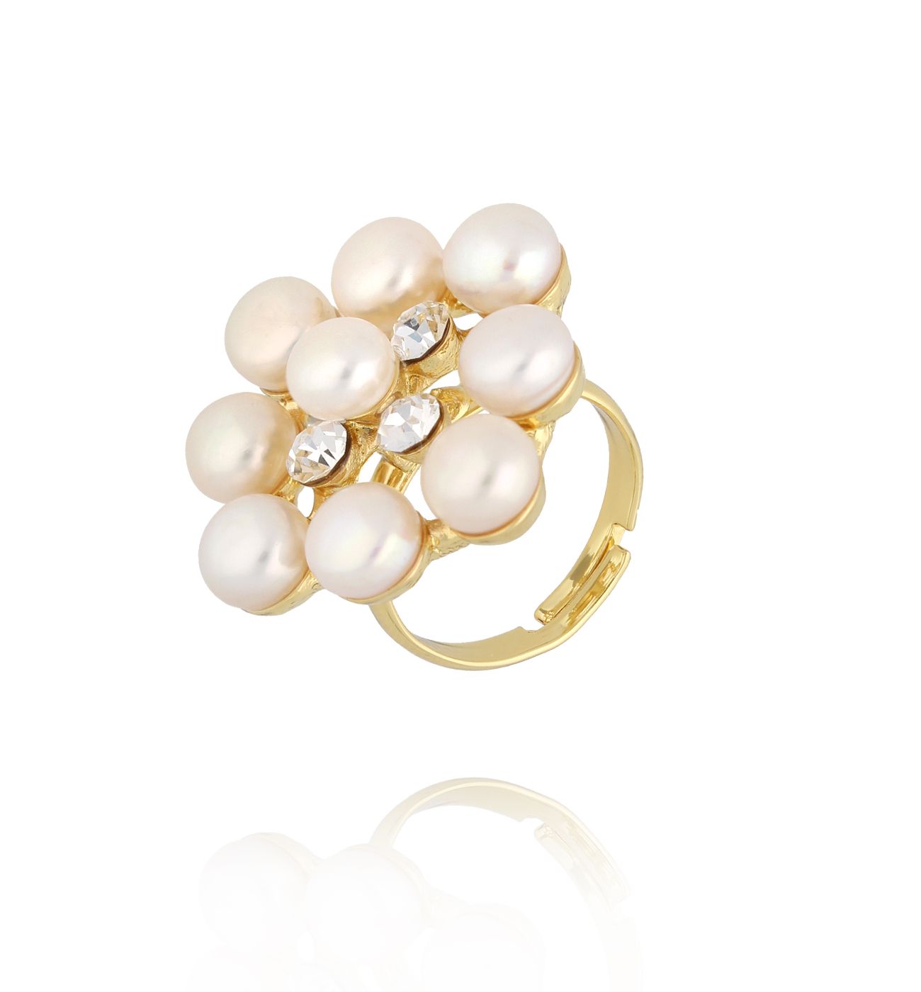 Pierścionek z perłami złoty PPE0112