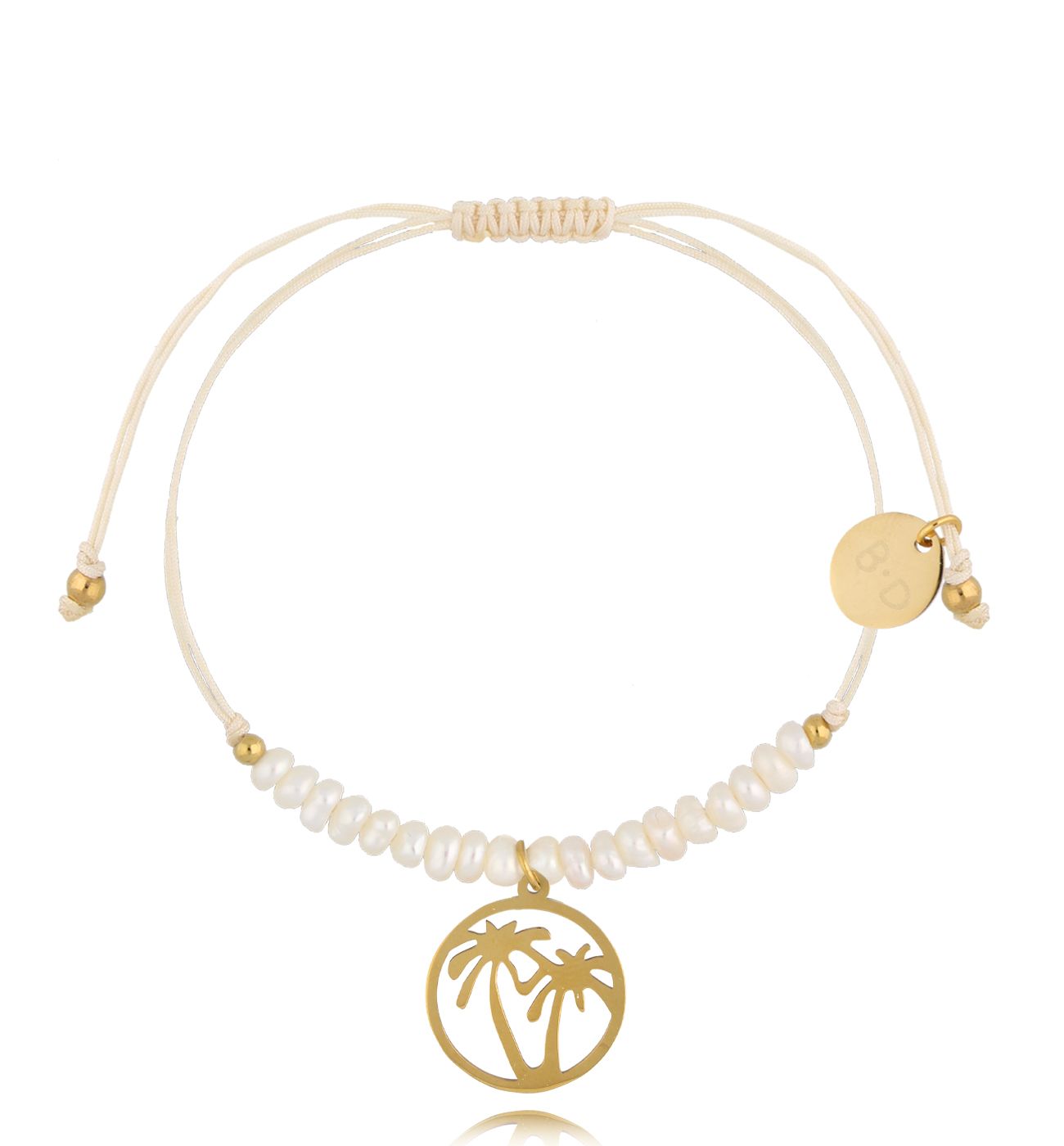Bransoletka z perełkami i złotymi palmami Feliz BMT0065