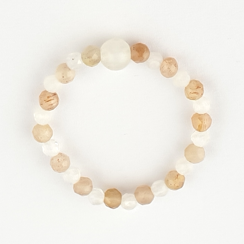 Pierścionek elastyczny - Kamień księżycowy i Kamień słoneczny