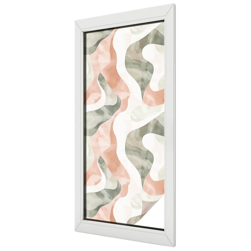 Folia Mleczna na Okno Wallfluent 50x116 cm Skutecznie Chroni Prywatność Abstrakcyjny ornament falisty 1 rol.