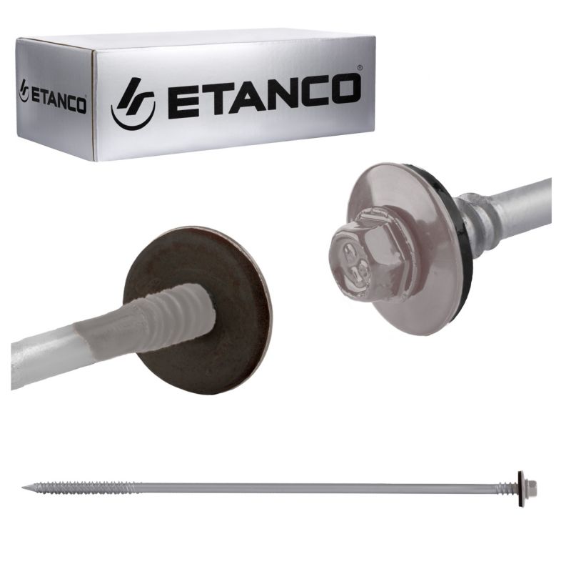 Wkręty dachowe Etanco GTRW SP A19 malowane RAL 9007 z podkładką EPDM 6,4/7,0x240 mm 100szt