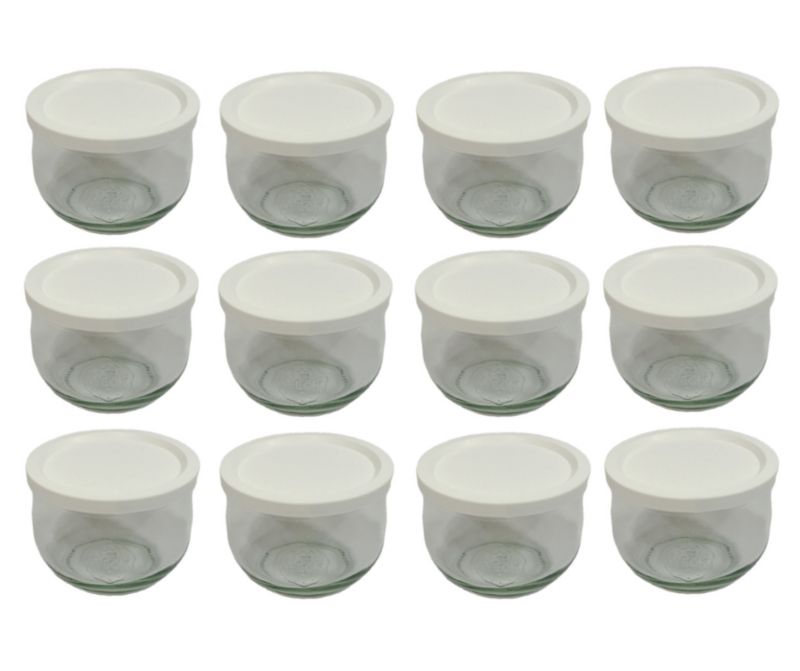 Słoiki MODO24 Weck 580 ml fi 100 tulip plastikowe wieka 12 kpl.