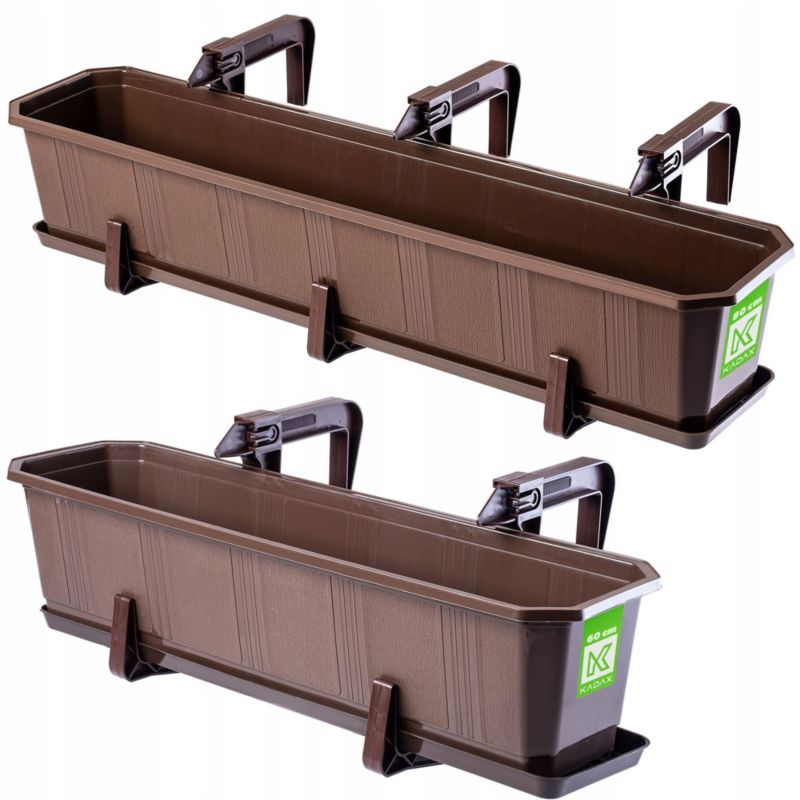 Skrzynka Balkonowa KADAX 80+60cm Uchwyty Brązowa 1 szt.