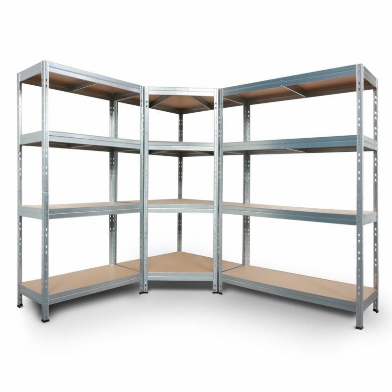 System regałowy AR Shelving Rivet z regałem narożnym, regałami do dużych obciążeńocynkowane z 4 półkami 180x390x45 cm 250 kg 3 szt