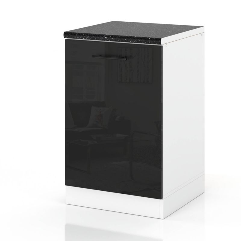 Szafka Kuchenna Hurtownia-Mebli Stojąca D50 sPremium 50cm Biały Mat Czarny Połysk 50x52x85 cm 1szt.