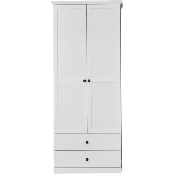 Szafa Dwudrzwiowa DIVE Mebel Elite z Szufladami do Przedpokoju 81 cm Biała Klasyczna 1 szt