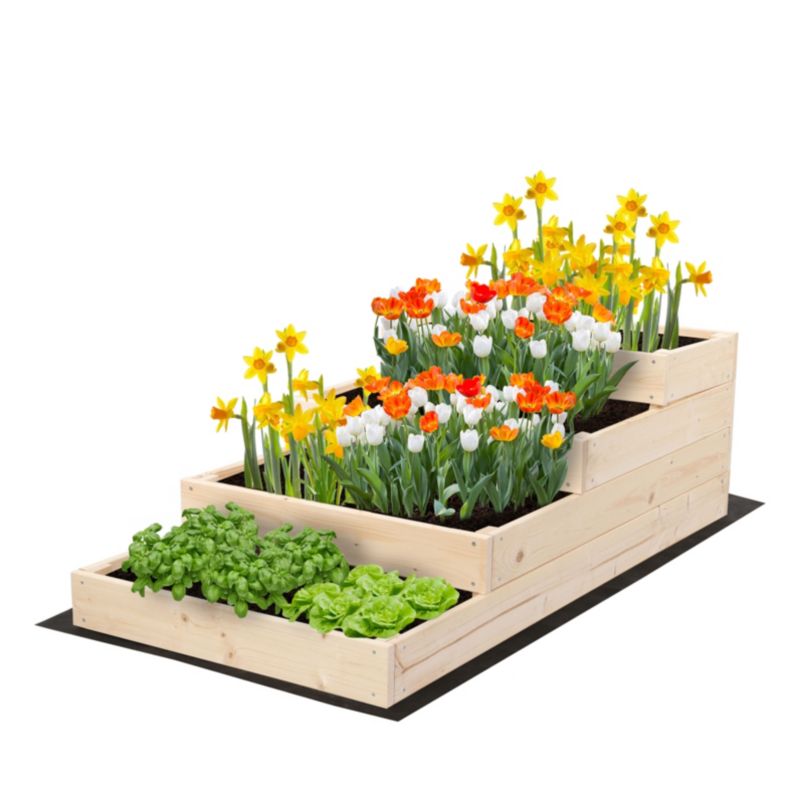 Skrzynia na warzywa MODO24 warzywnik szeroka wysoka 36x60x120 cm naturalne drewno 1 szt.