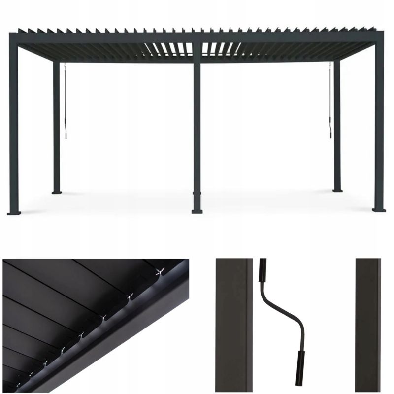 Pergola Ogrodowa Tarasowa Premium 3x6 Duże Zadaszenie Aluminium Gutroof 1 szt