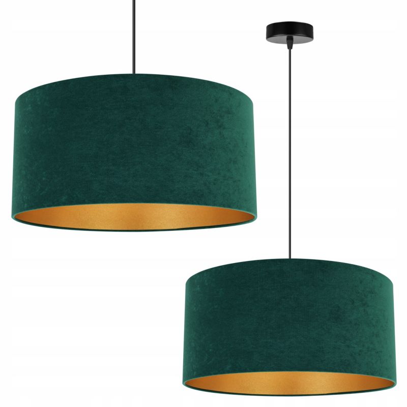 Lampa sufitowa wisząca Light Home LH Mediolan Welur 1x E27 60W butelkowy zielony/złoty 1szt.