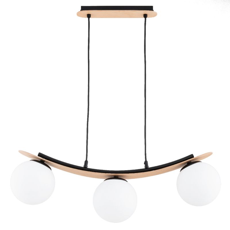 Lampa wisząca Alfa NAIRA jasne drewno-czarna-biała 3xE14x10W wym:75x68x15cm IP20 -1 szt.