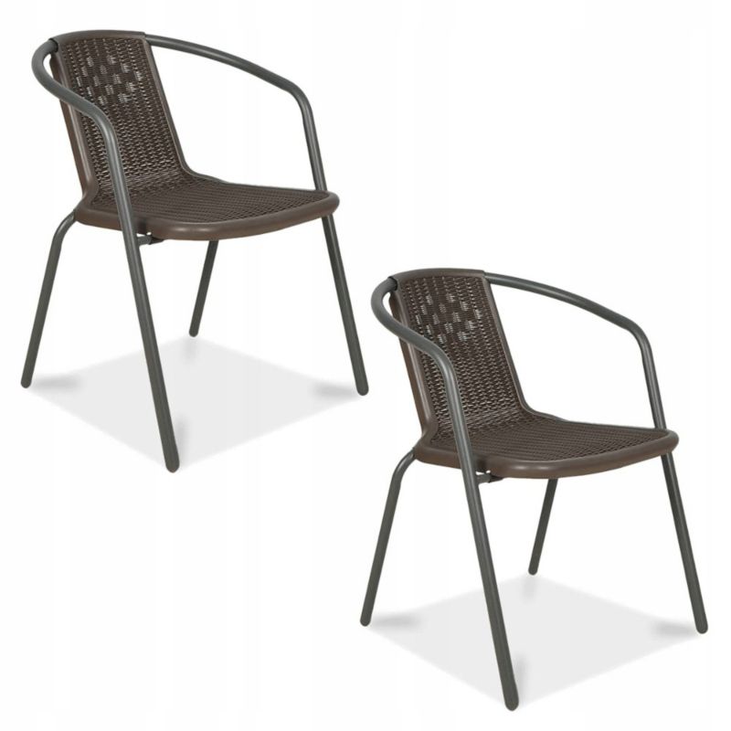 Zestaw Krzeseł Focus Garden Krzesło Ogrodowe Simple Brązowe na Taras metal Komplet 2szt