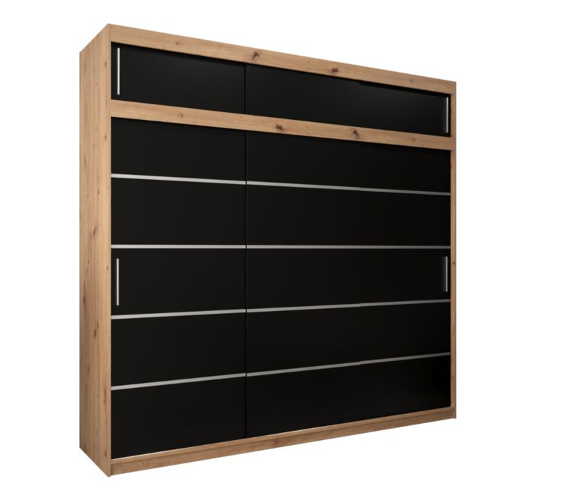 Szafa przesuwna Abiks Verona 1 250 artisan + czarny z nadstawką 1 szt.