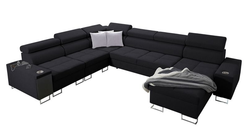 Narożnik z barkiem MIRJAN 24 Morena VIII prawy czarny + jasny popielaty 1 szt.