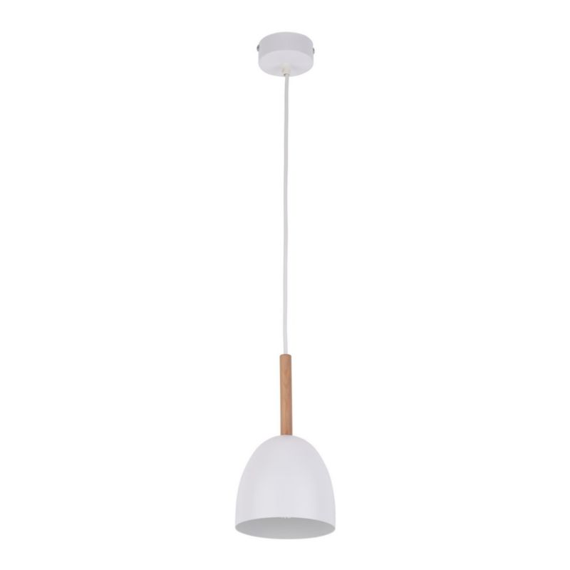 Lampa wisząca TK-Lighting Nord biała jasne drewno wym: 155 x 13 x 13 cm 1xE27 x 1 szt.