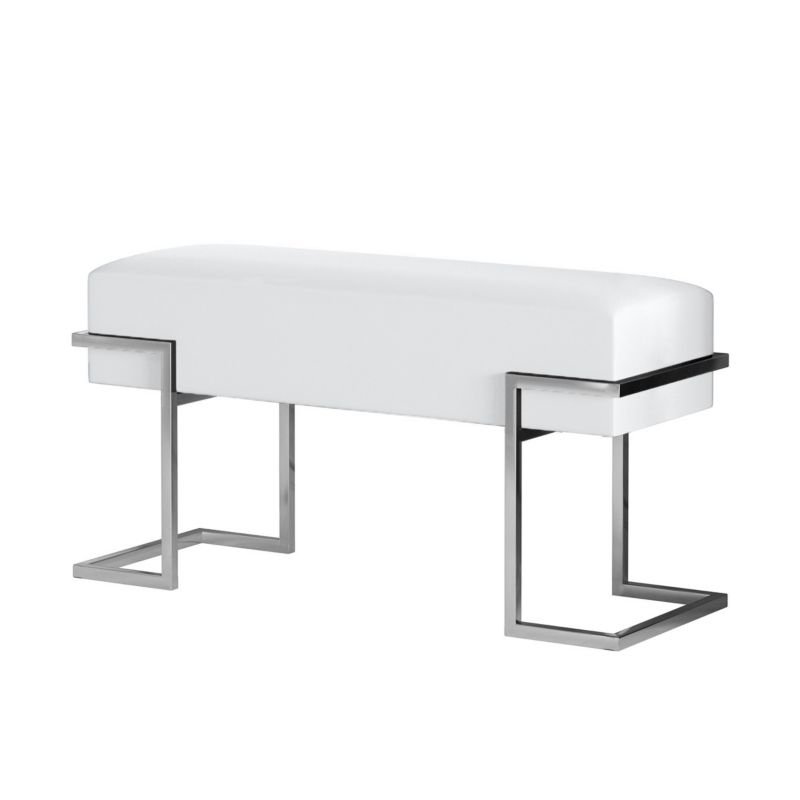 Ławka tapicerowana Bettso Cely 100 cm do przedpokoju na chromowanym stelażu biały ecru 1szt.