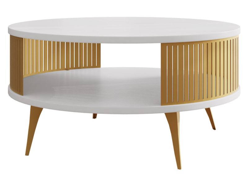 Stolik kawowy MIRJAN 24 Roenni złoty/biel arktyczna 1 szt.