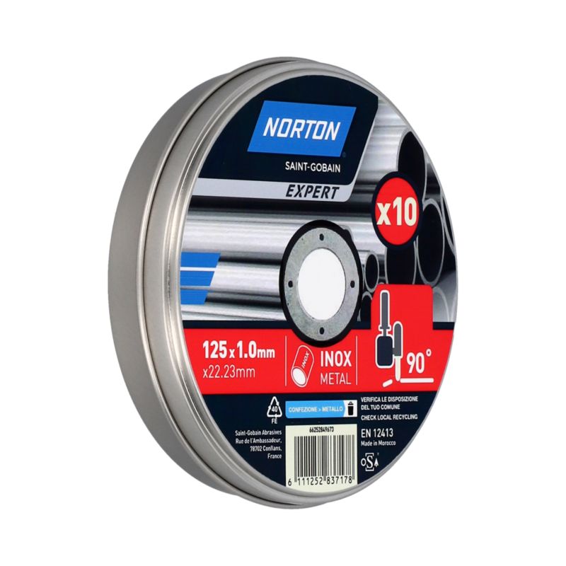 Zestaw tarcz Norton Expert 125 x 1 x 22,23 stal/inox 10 sztuk