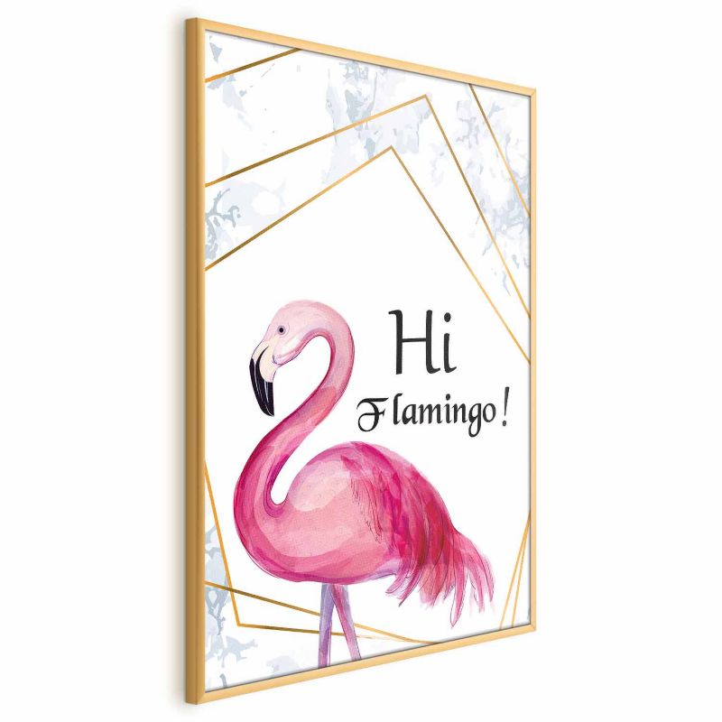 Plakat Artgeist Hi flamingo 60x90 cm z ramą złotą 1 szt