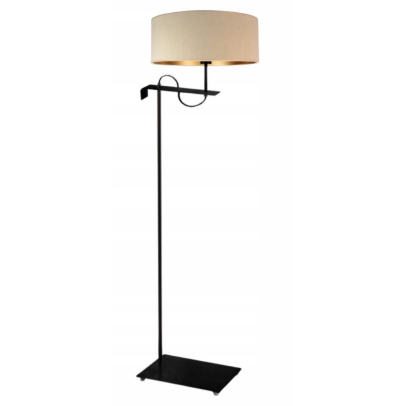 Lampa stojąca Volta Light Factory podłogowa z abażurem beżowy welur ze złotem walec POINT 1szt.