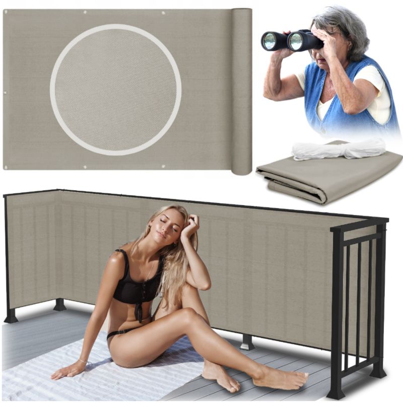 Osłona Balkonowa GoGarden Szara Wodoodporna Z Oczkami UV Poliester 1x7 M 1 Szt.