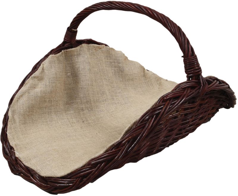 Kosz wiklinowy na drewno Parkanex owalny ciemny z jutą