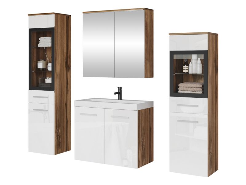 Meble łazienkowe MIRJAN 24 Madrit II wotan/biały połysk 1 kpl.