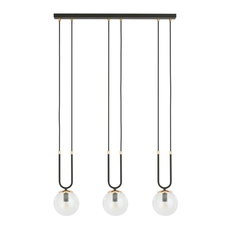 Lampa wisząca Emibig Glam czarno-przezroczysty-złota wym: 115 x 70 x 15 cm 3xE14 x 10W szkło 1 szt.