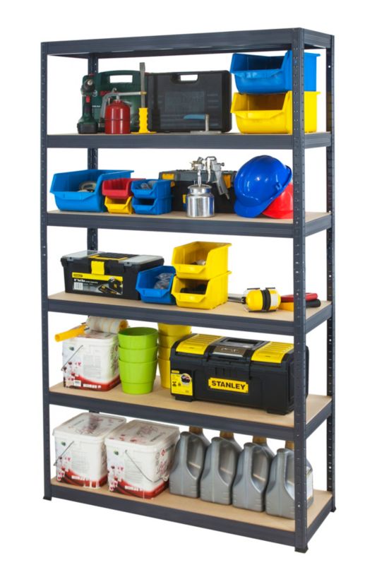 Regał metalowy MODO24 magazynowy grafit premium helios 213x180x35cm 6 półek po 275 kg 1 szt.