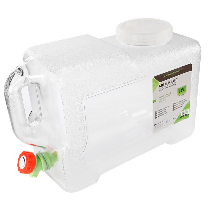 Pojemnik na wodę 12L z plastikowym zaworem, przezroczysty - Carmotion, 1 szt.