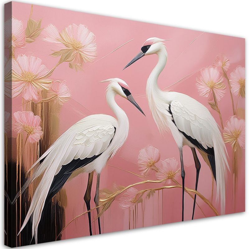 Obraz do salonu sypialni Feeby Ptaki Żurawie Różowy 120x80 cm 1szt
