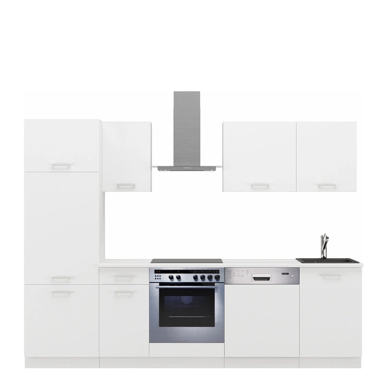 Białe meble kuchenne z zabudową piekarnika TONY 270 cm