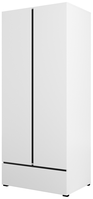 Dwudrzwiowa szafa z drążkiem na wieszaki i szufladą 90 cm CROSS