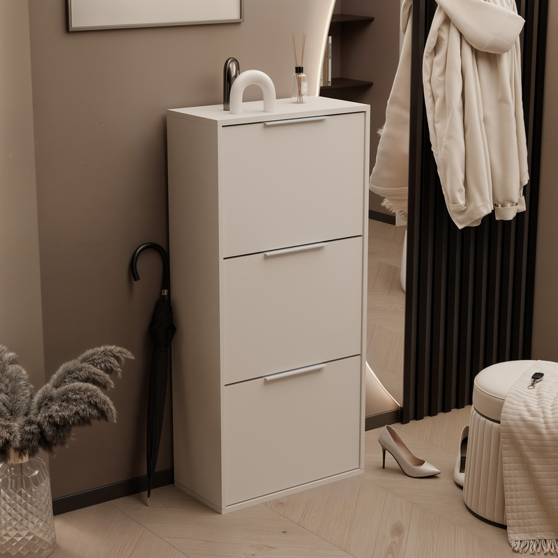 Pojemna szafka na buty do przedpokoju 130 cm MAVIA beż piaskowy