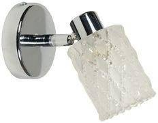 Chromowy kinkiet ścienny do salonu szklany klosz Trans 1 punkt światła