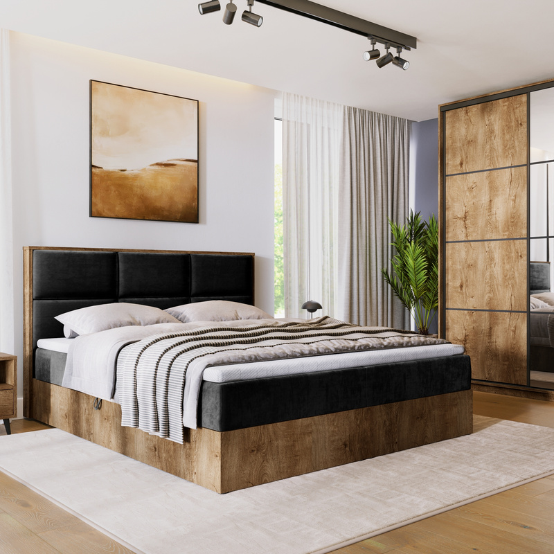 Łózko kontynentalne do sypialni z pojemnikiem do sypialni 180x200 cm LOFT