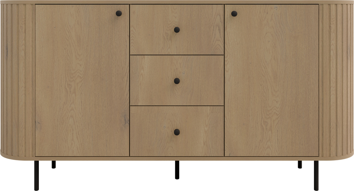 Dwudrzwiowa komoda do salonu 165 cm z szufladami OVENTO