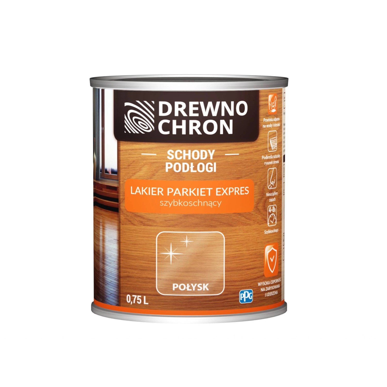 Drewnochron Lakier Parkiet Expres połysk 0,75L