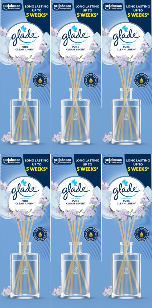 6x Patyczki zapachowe Glade Reed Diffuser Pure Clean Linen, 50ml
