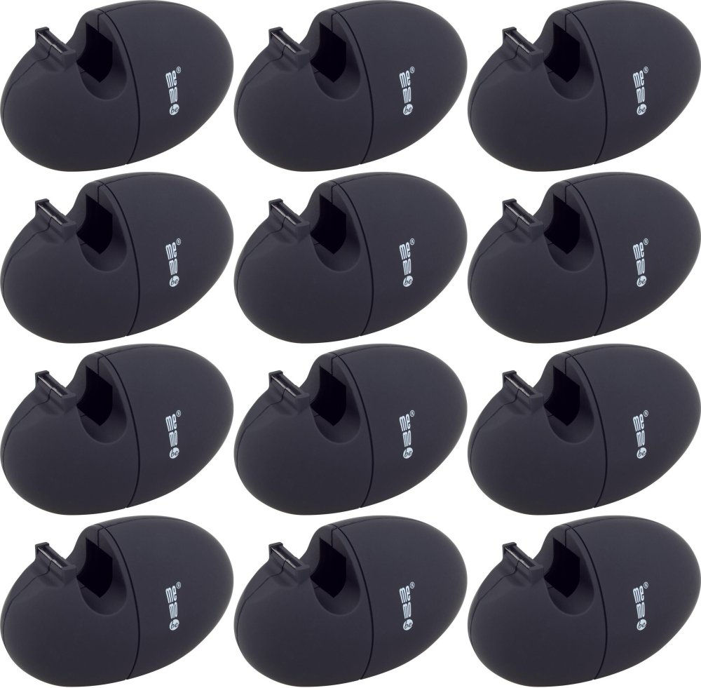 12x Podajnik do taśmy klejącej MemoBe Soft-Touch, 20mmx30m, czarny