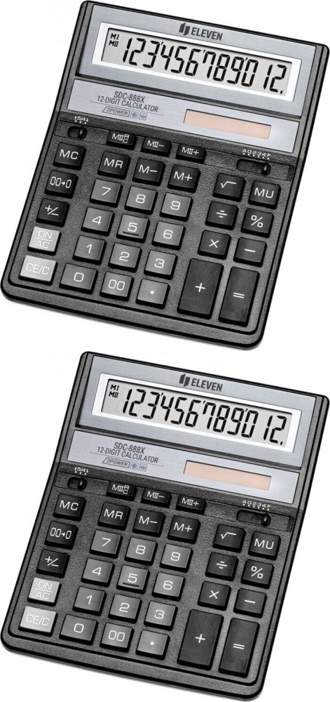 2x Kalkulator biurowy Eleven SDC-888XBK, 12 cyfr, czarny