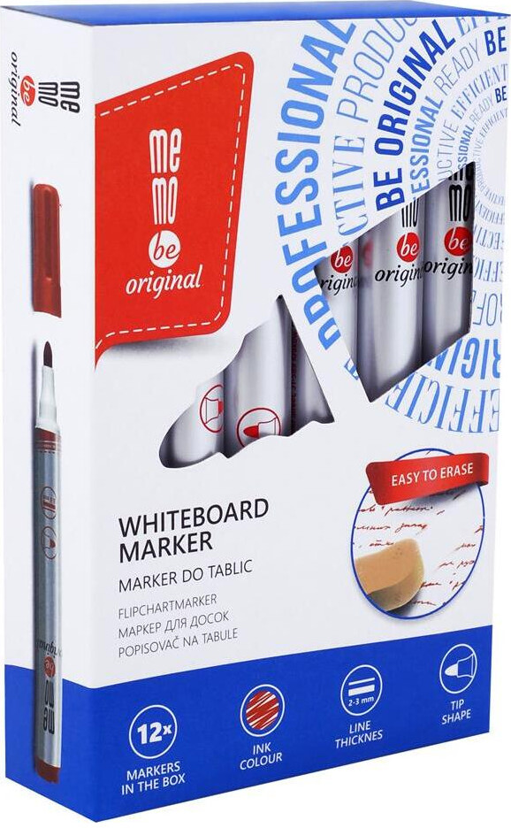 12x Marker suchościeralny MemoBe, okrągła, 2-3mm, czerwony