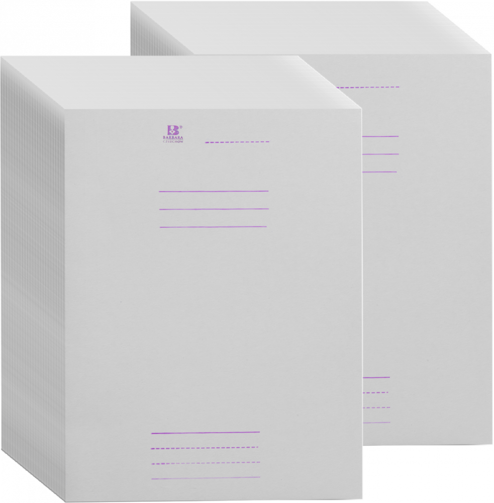 200x Skoroszyt kartonowy z listwą Barbara, bez oczek, A4, do 150 kartek, 350 g/m2, biały