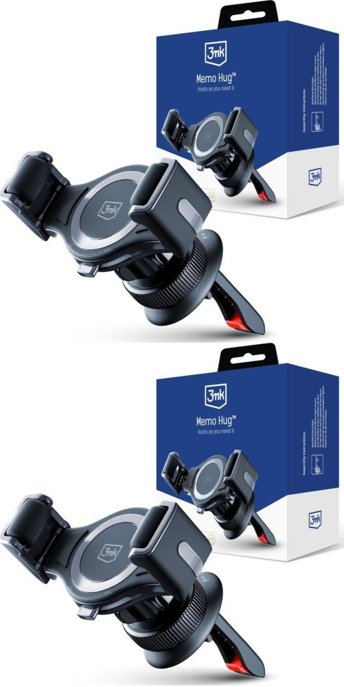 2x Uchwyt na telefon do samochodu 3mk Memo Hug, czarny