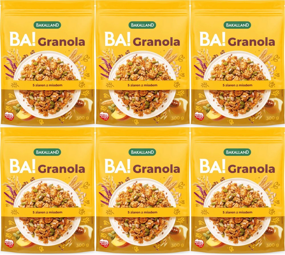 6x Granola Bakalland BA! 5 ziaren z miodem, 300g