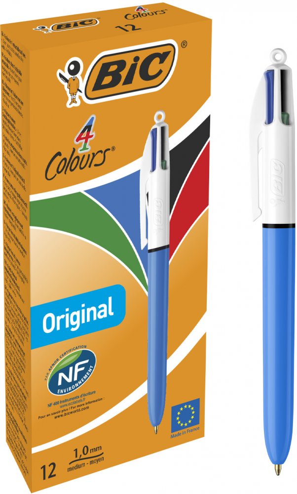 12x Długopis automatyczny Bic, 4 Colours Original, 4 wkłady, 1.0mm, mix kolorów