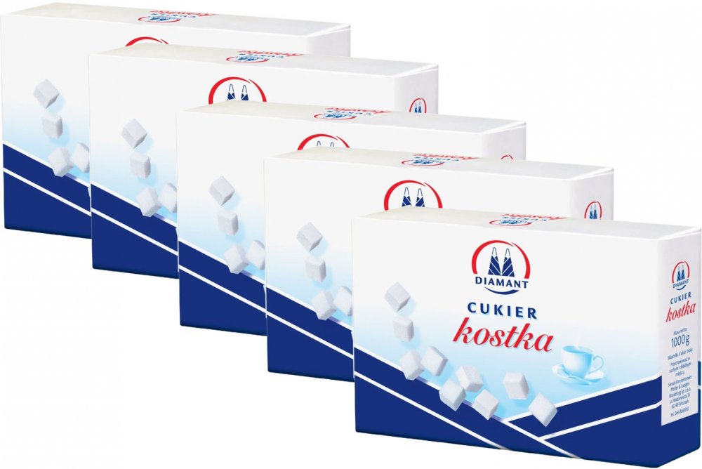 5x cukier biały Diamant, w kostkach, 1kg