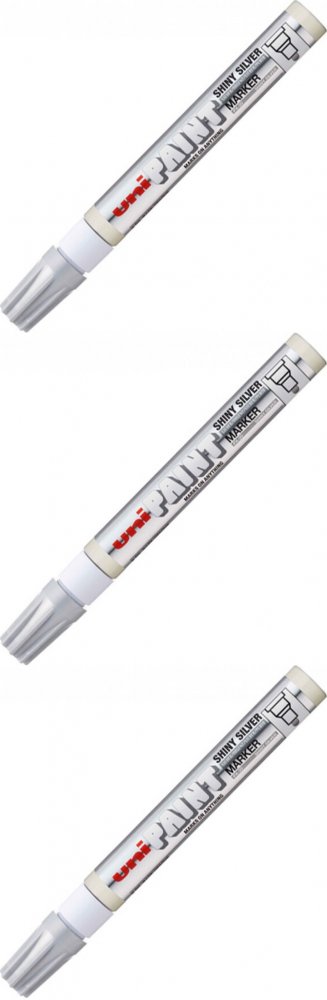 3x Marker olejowy UNI PX-20, okrągła, 2.2-2.8mm, błyszczący srebrny