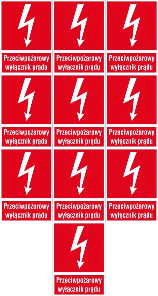 10x Naklejka ppoż Anro "Przeciwpożarowy wyłącznik prądu", 150x205mm