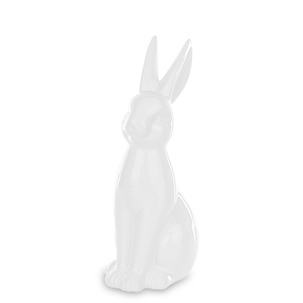 Figurka Królik ceramiczny biały siedzący 23cm